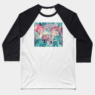 Monstera in Rain Forest Baseball T-Shirt